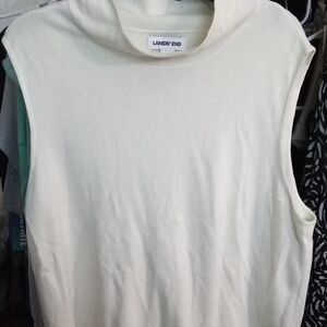 Lands' End Cream Sleeveless Mock Neck Tank